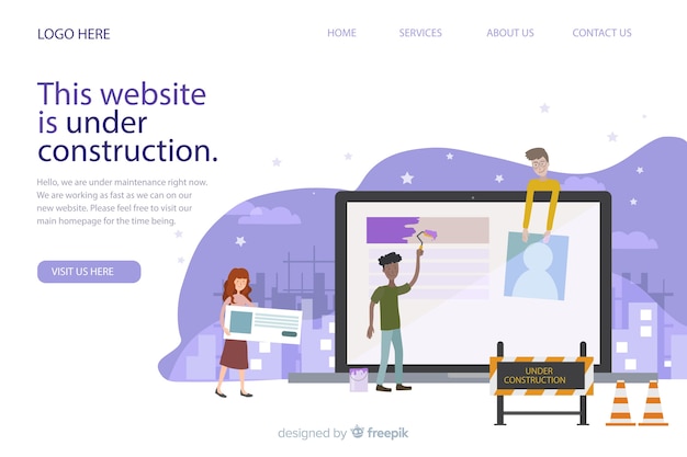 無料ベクター 工事中ランディングページテンプレート