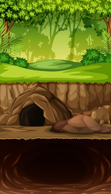 ジャングルの中で地下洞窟