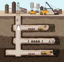 Free vector underground landscape of coal mine