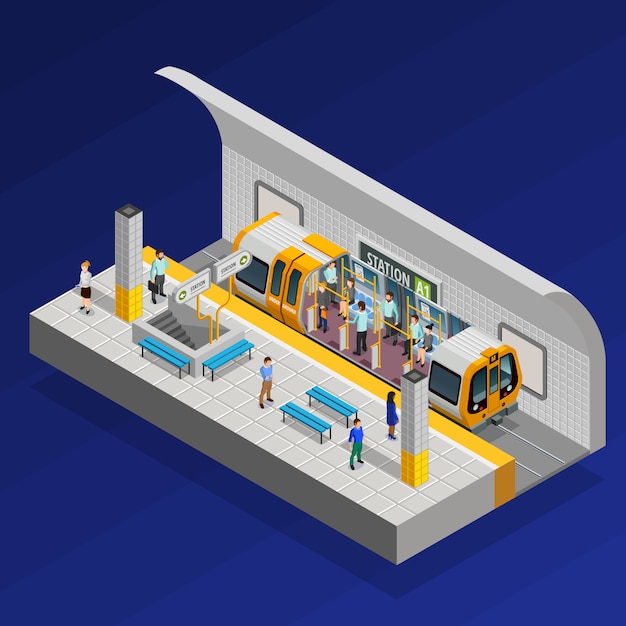 Free vector underground station isometric concept