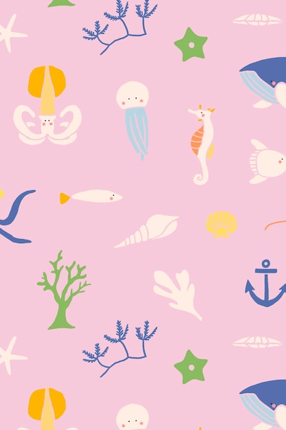 Underwater animals seamless pattern vector