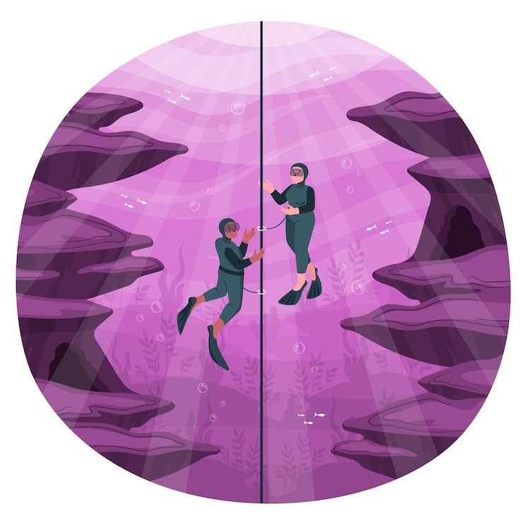 Free Vector underwater apnea concept illustration