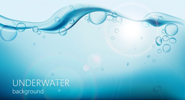 Free Vector underwater background with airbubbles and waves on top