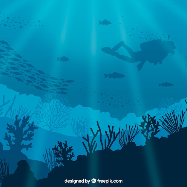 Подводный фон с различными морскими видами