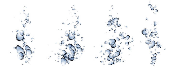 無料Vector 水中バブル ドロップ空気スプラッシュ ベクトル テクスチャ分離された現実的な水の下で炭酸ソーダ効果 3 d 水族館酸素ボールの流れ炭酸シャンパン蒸気境界線透明な黒いゲル液滴