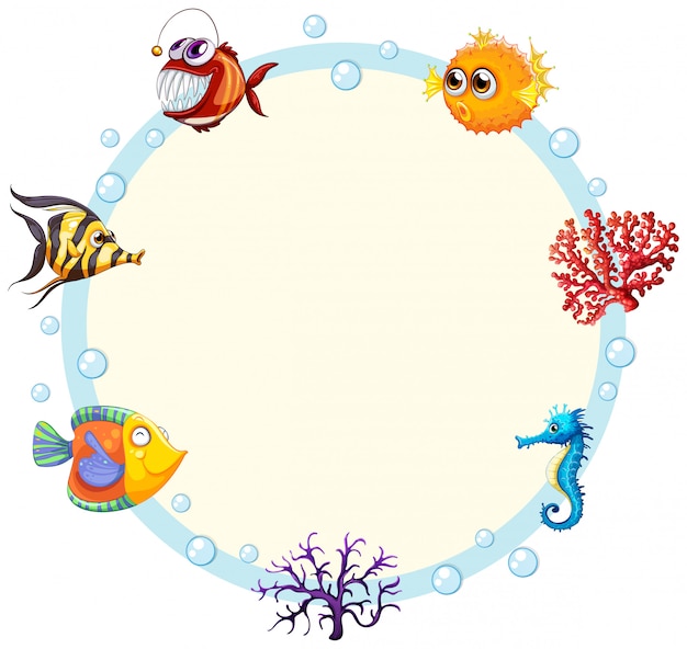 Free vector an underwater creature border