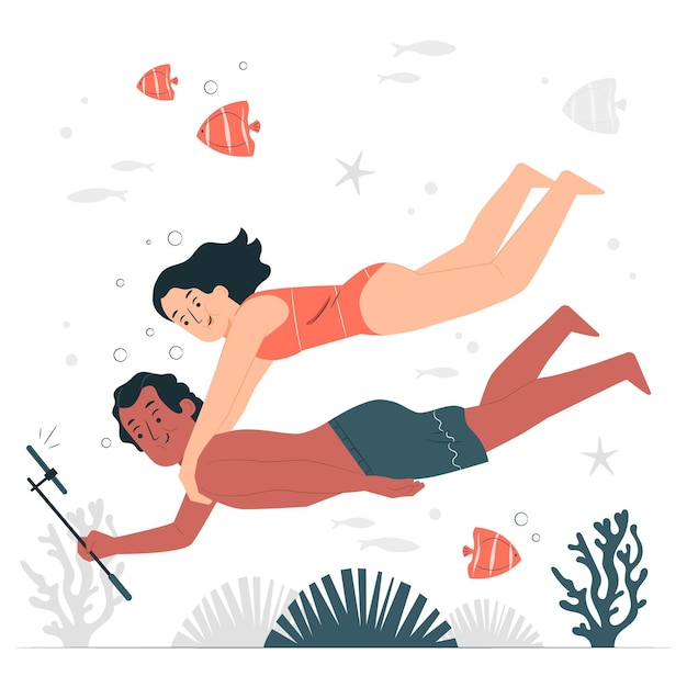 Free vector underwater selfie concept illustration