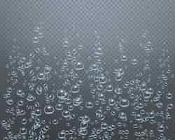 無料ベクター 海底から水面に向かって上昇する水中のスパークリング気泡透明