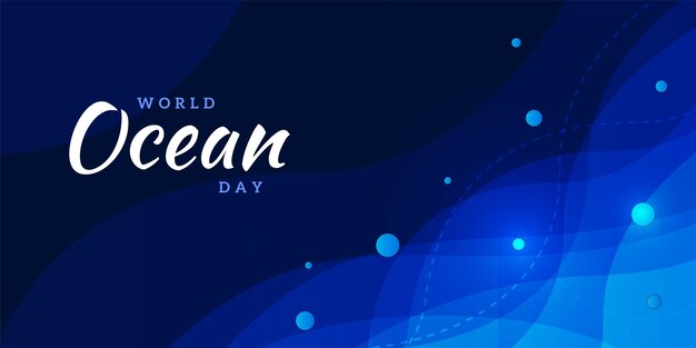 Underwater World Ocean Day Illustration Background Vector Banner Blue Theme Marine Life Free Vector