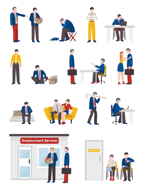 Unemployed People Characters Set