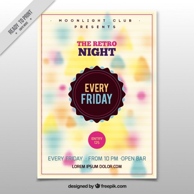Free vector unfocused colored shapes party flyer