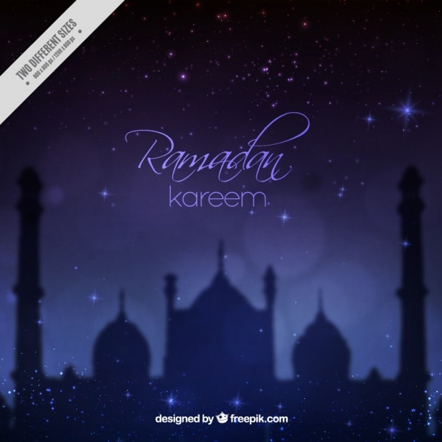 Vettore gratuito notte unfocused ramadan sfondo