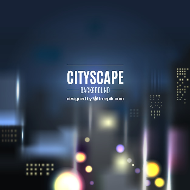 Unfocused nighttime cityscape background with lights