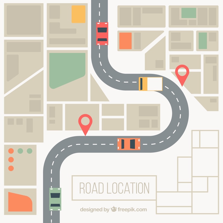 Free Vector unfolded and locators map in flat design