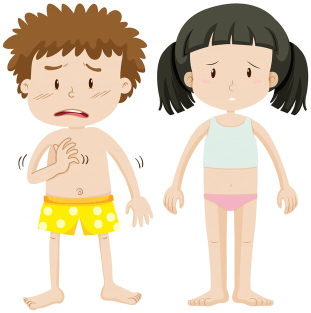 Unhappy Boy and Girl on White Background