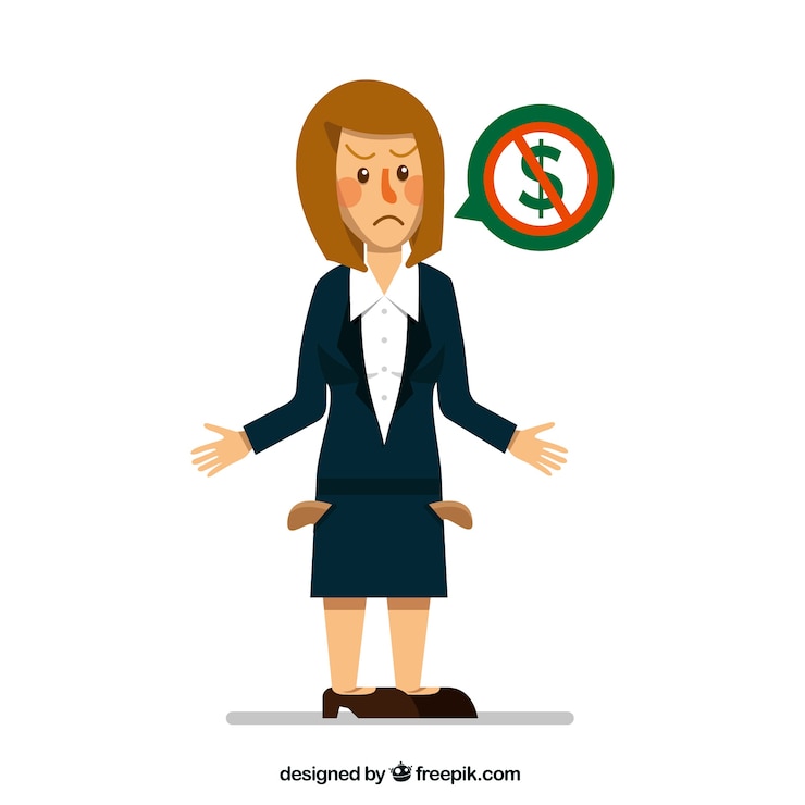 मुफ़्त वेक्टर unhappy businesswoman without money