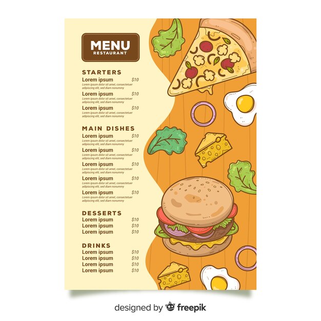 Unhealthy fast food menu template