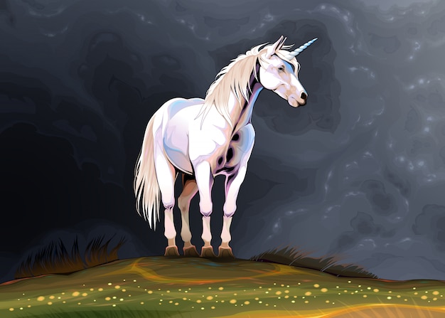 Unicorn alone in the nature