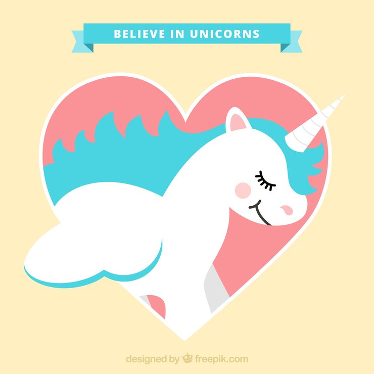 Free Vector unicorn background in a heart