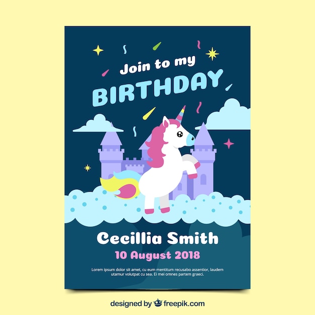 Free vector unicorn birthday card