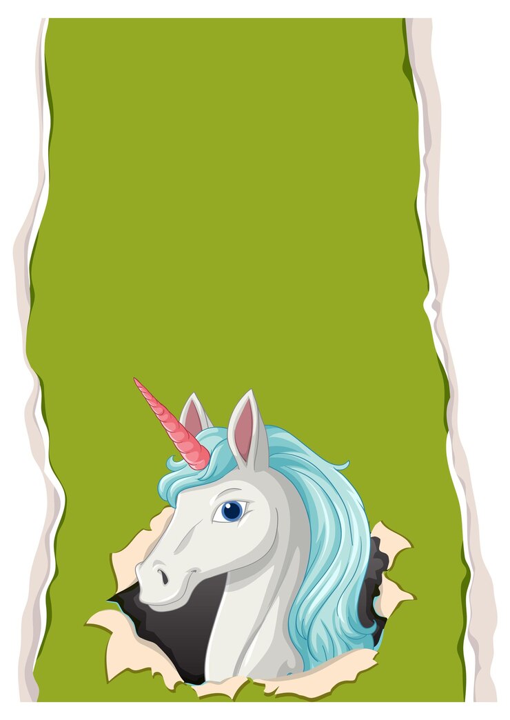 Free Vector unicorn emerging from torn paper