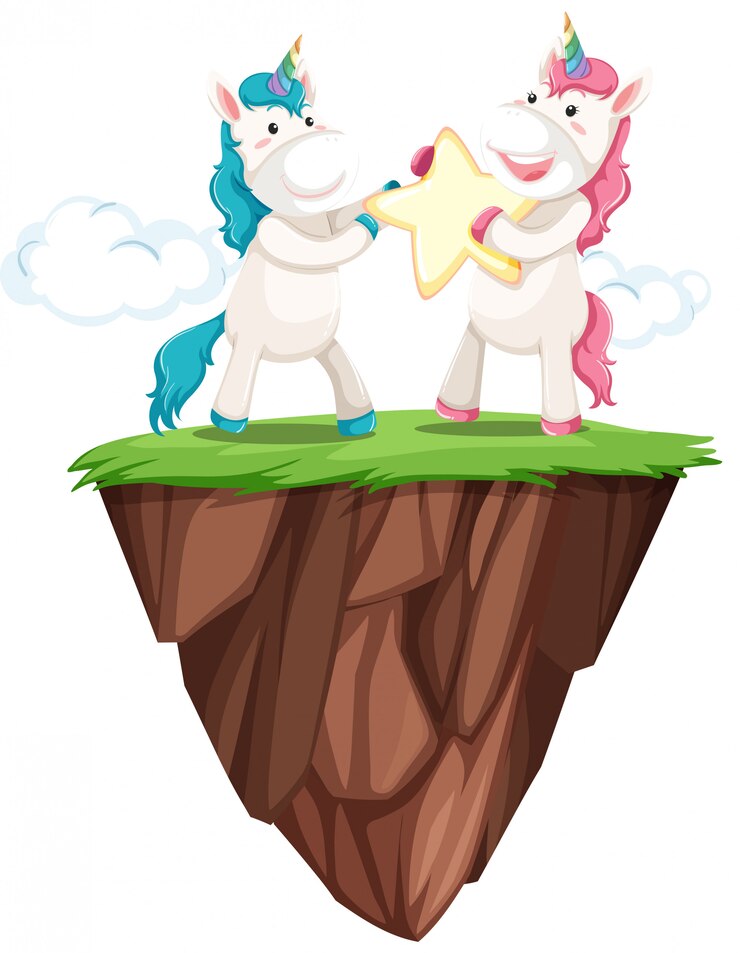 Free Vector unicorn on the island