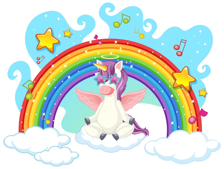 Free Vector unicorn meditate on the sky