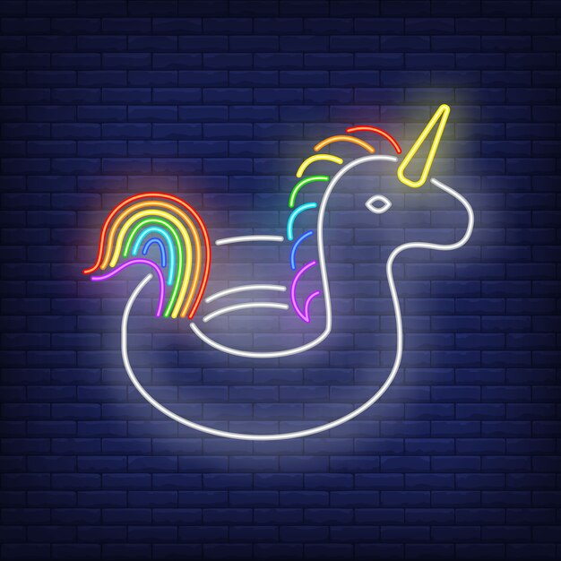 Unicorn rubber ring neon sign.