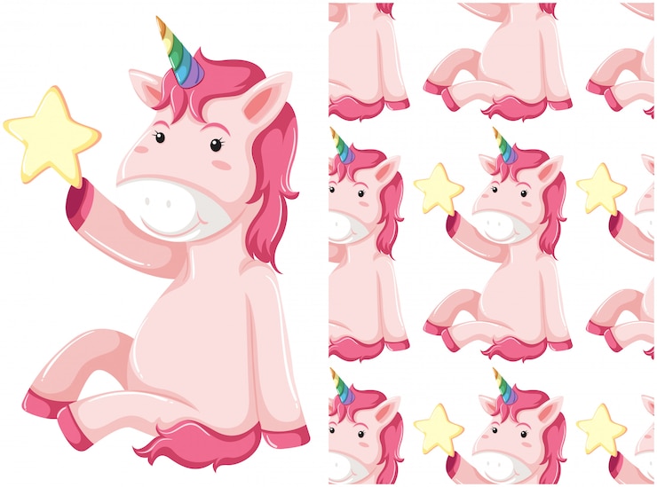 Free Vector unicorn seamless pattern isolated on white