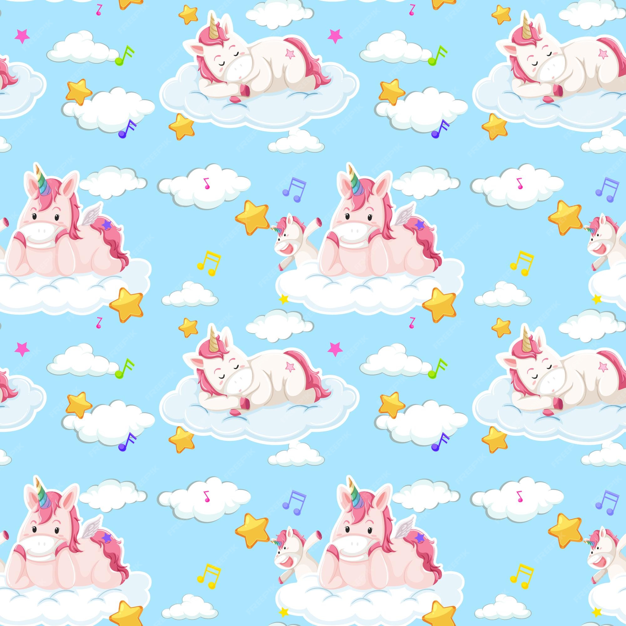 Magical and enchanting Unicorn blue background For kids' bedroom or fantasy-themed designs