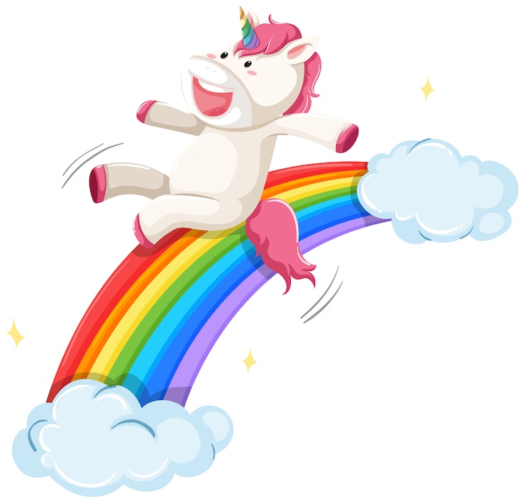 मुफ़्त वेक्टर a unicorn slide on rainbow