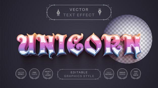 Unicorn text effect font style