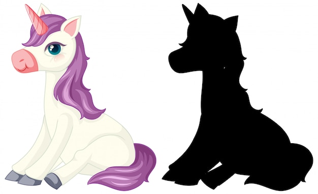 Free vector unicorn with its silhouette