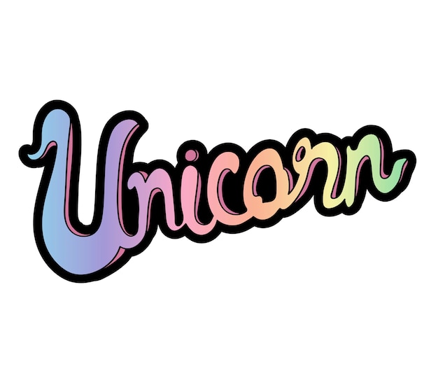 Unicorn word typography design illustration