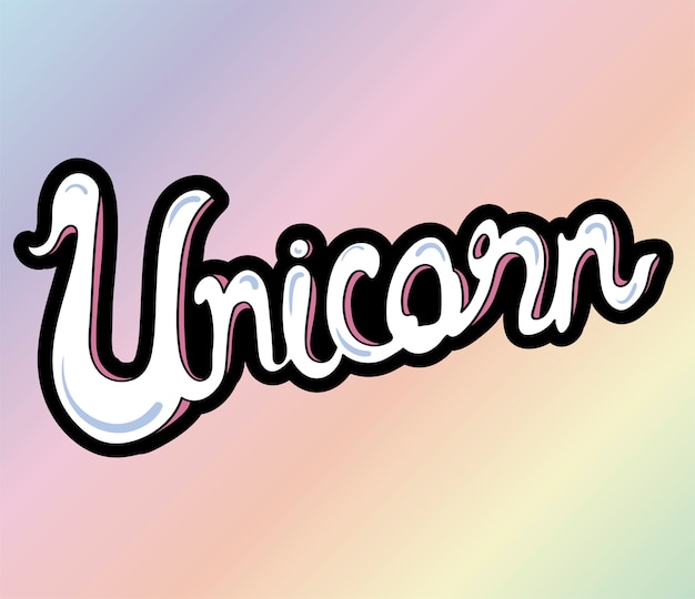 Unicorn word typography design illustration