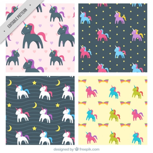 Free vector unicorns pattern collection