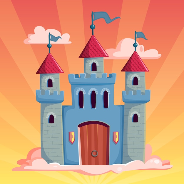 Free vector unimaginary fairtytale castle and sunshine