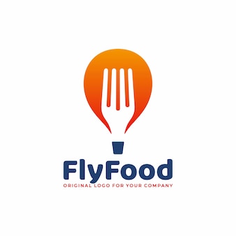 Unique food logo design with balloon and fork concept.