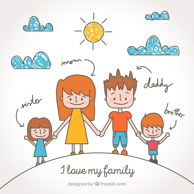 Free vector united family sketches background