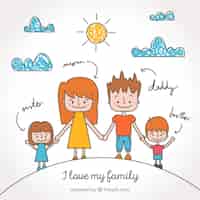 Free vector united family sketches background