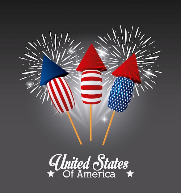 United States of America design with fireworks