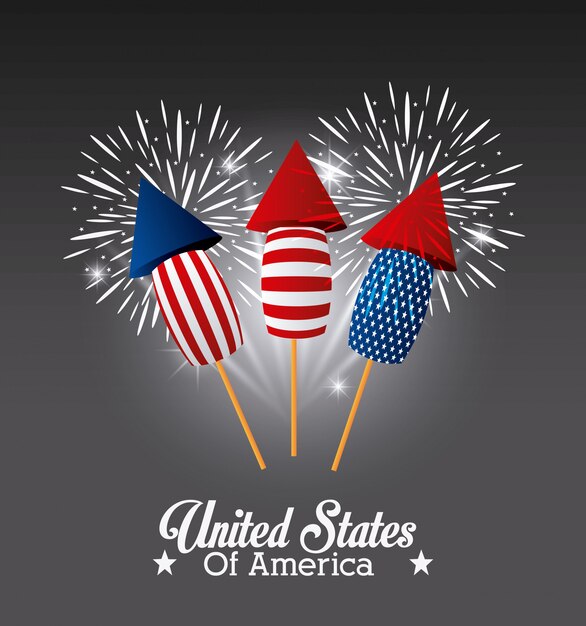 United States of America design with fireworks