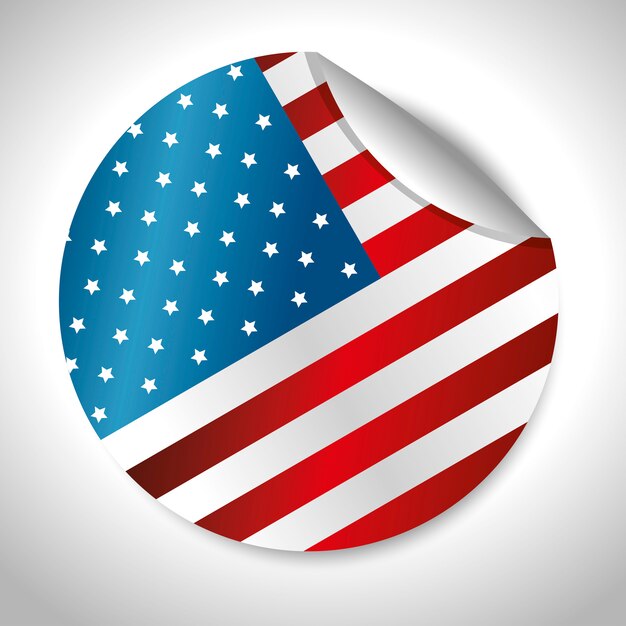 united states of america rounded sticker flag design 