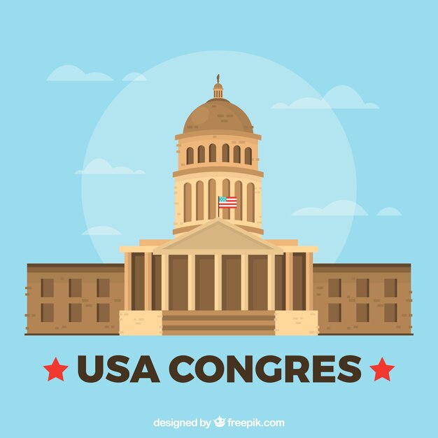 United states congress background in flat style