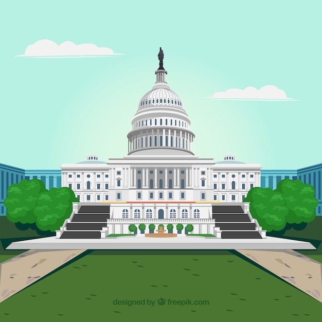 United states congress background in flat style