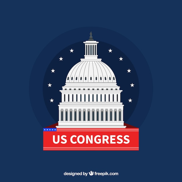 Free vector united states congress building in flat style