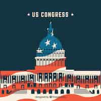 Free vector united states congress building in flat style