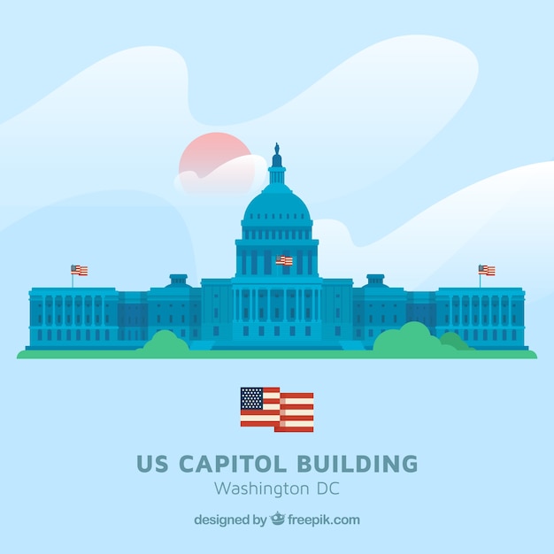 Free vector united states congress building in flat style