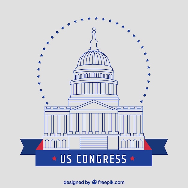 Free vector united states congress building in flat style