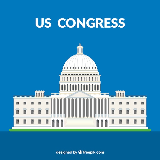 Free vector united states congress building in flat style